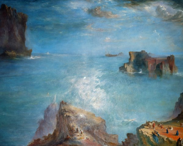 Vibrant Seascape with Dramatic Coastline and Cliffs