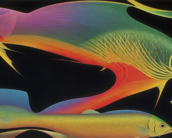 Colorful Abstract Illustration of Various Fish