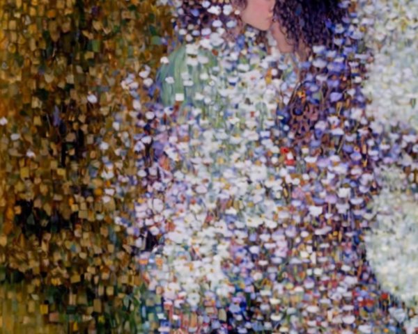 Couple Kissing in a Colorful Abstract Background