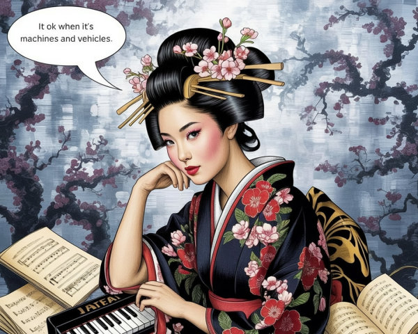 Young Woman in Traditional Attire with Modern Thoughts