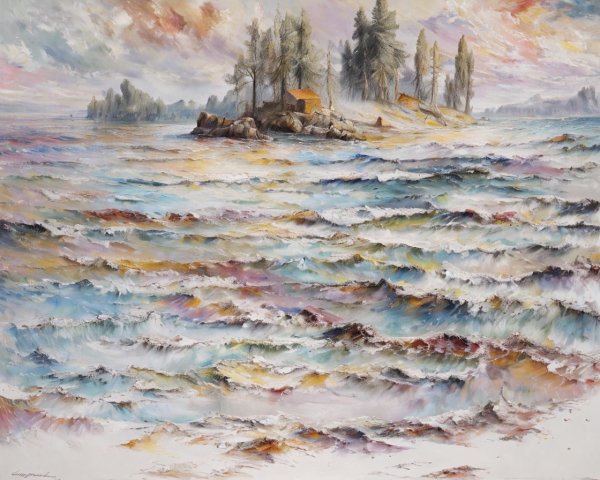 Serene Seascape with Gentle Waves and Vibrant Sky