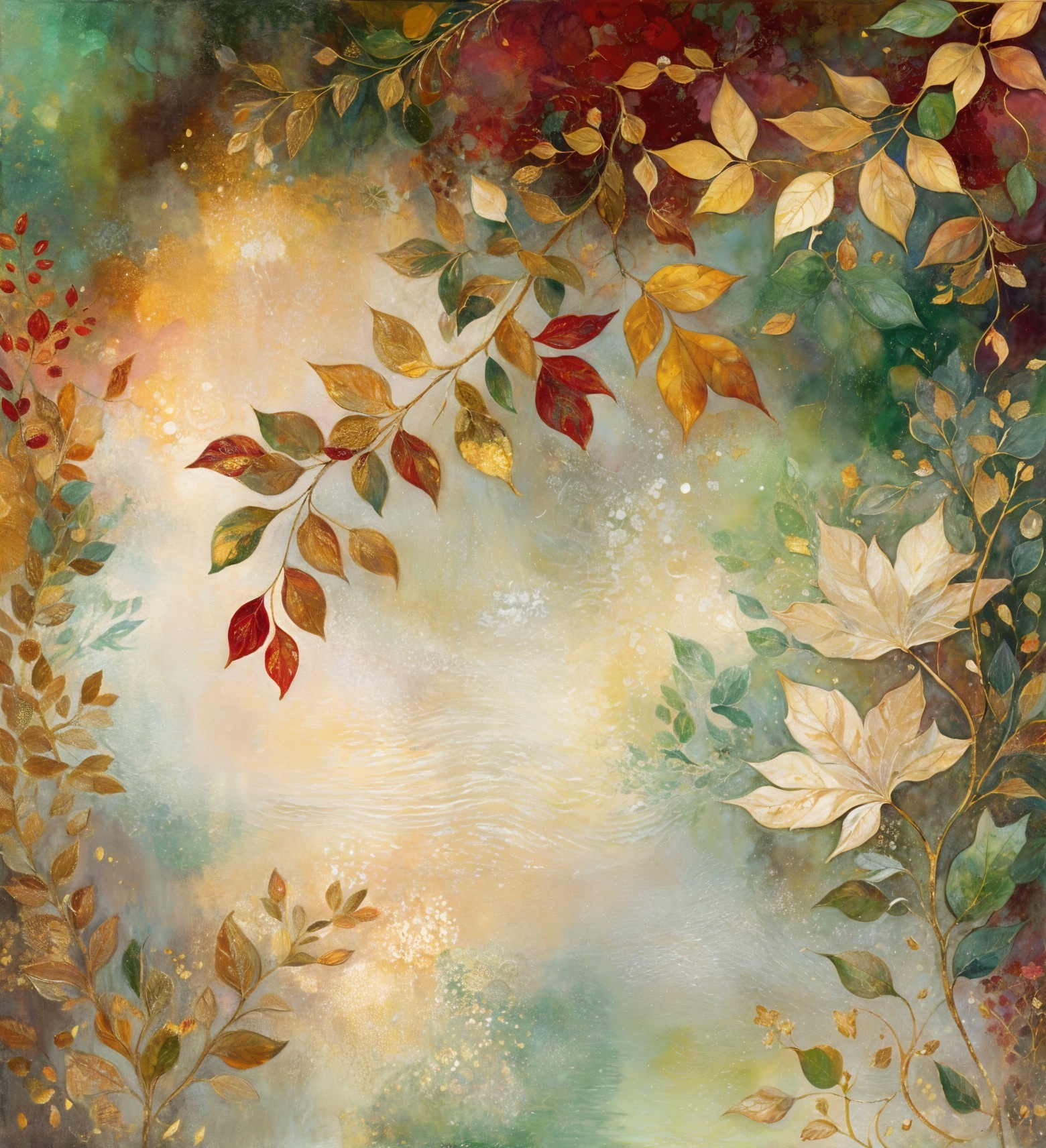 Abstract Artwork of Foliage in Warm Hues