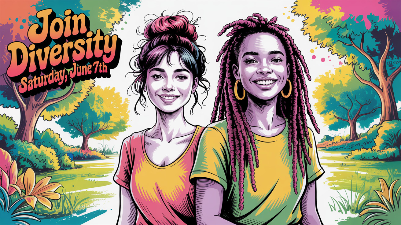 Vibrant Illustration of Diverse Women in Colorful Park