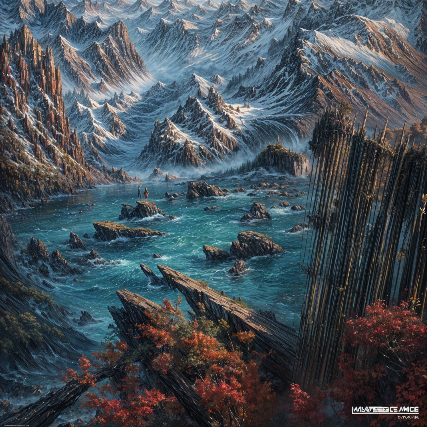 Snow-Capped Mountains and Turquoise Lake Landscape