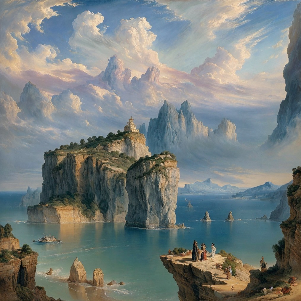 Majestic Landscape with Cliffs and Tranquil Sea