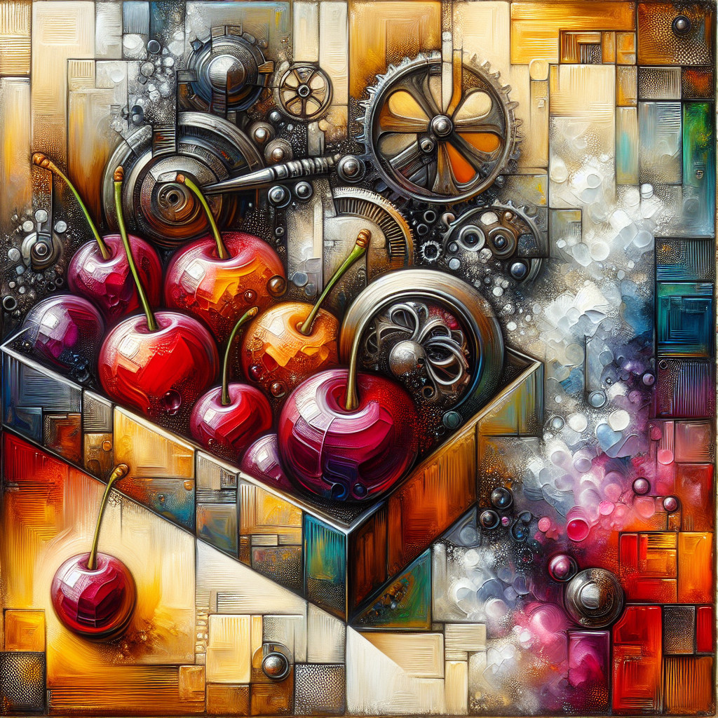 Abstract Composition of Cherries and Geometric Patterns