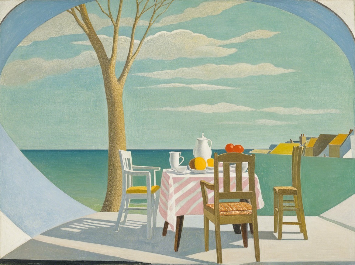 Coastal View with Dining Setup and Serene Atmosphere