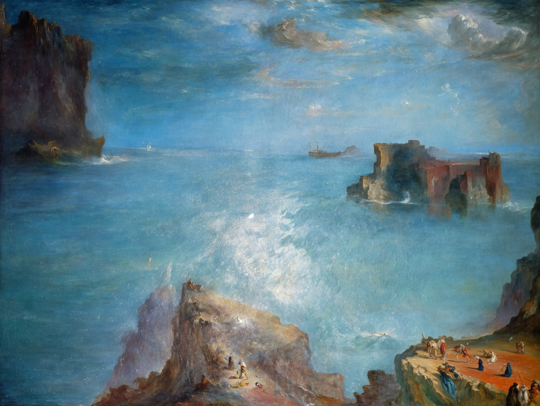 Vibrant Seascape with Dramatic Coastline and Cliffs