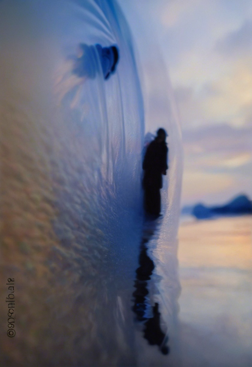 Figure Beneath Translucent Ice with Ethereal Light