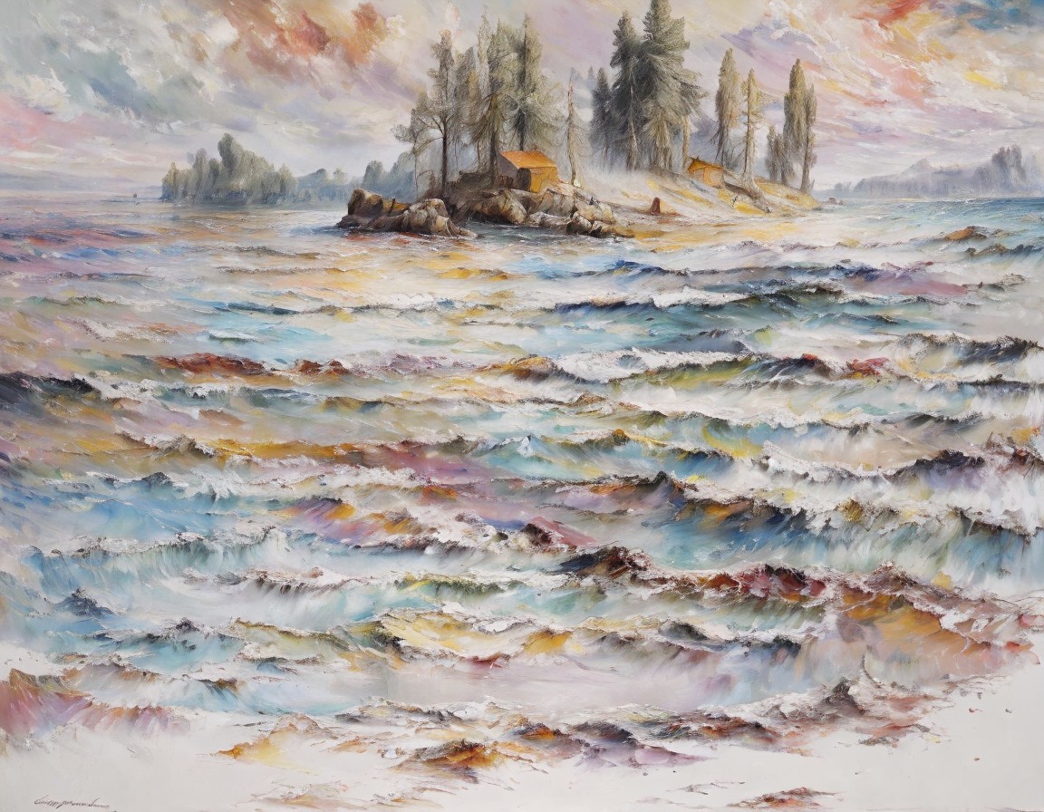 Serene Seascape with Gentle Waves and Vibrant Sky