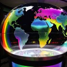 Vibrant Globe with Colorful Map and Translucent Fish