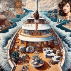 Luxurious Yacht on Serene Waters with Elegant Decor