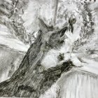 Tabby Cat on Windowsill Observing Snowy Landscape