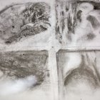 Frosted Windowpane with Winter Landscape Details