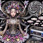 Ballet Dancer in Silver Costume with Colorful Wings