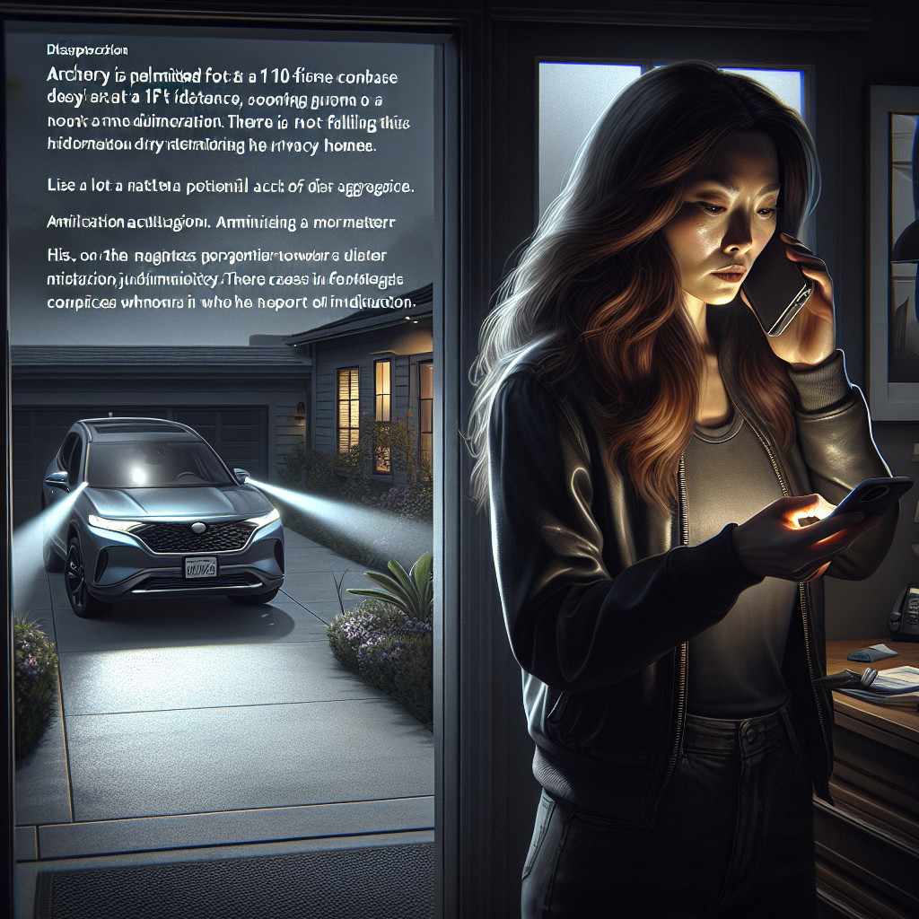 Young woman in dim room on phone, themes of tension