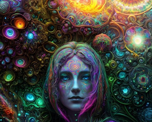 Portrait of a Woman in Ethereal Colors and Patterns