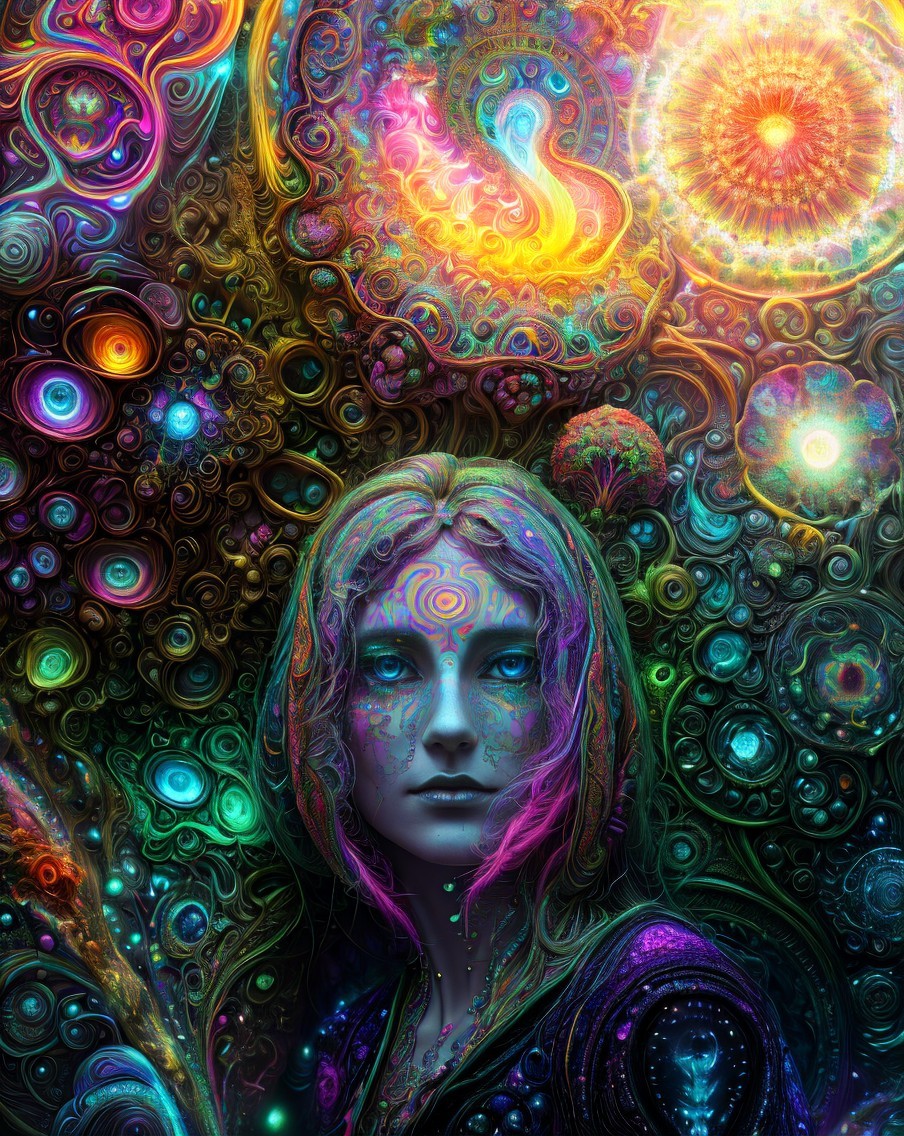 Portrait of a Woman in Ethereal Colors and Patterns