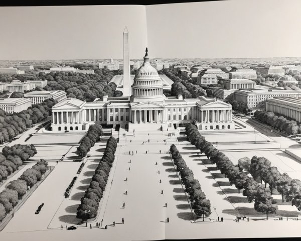Architectural Illustration of the U.S. Capitol Building