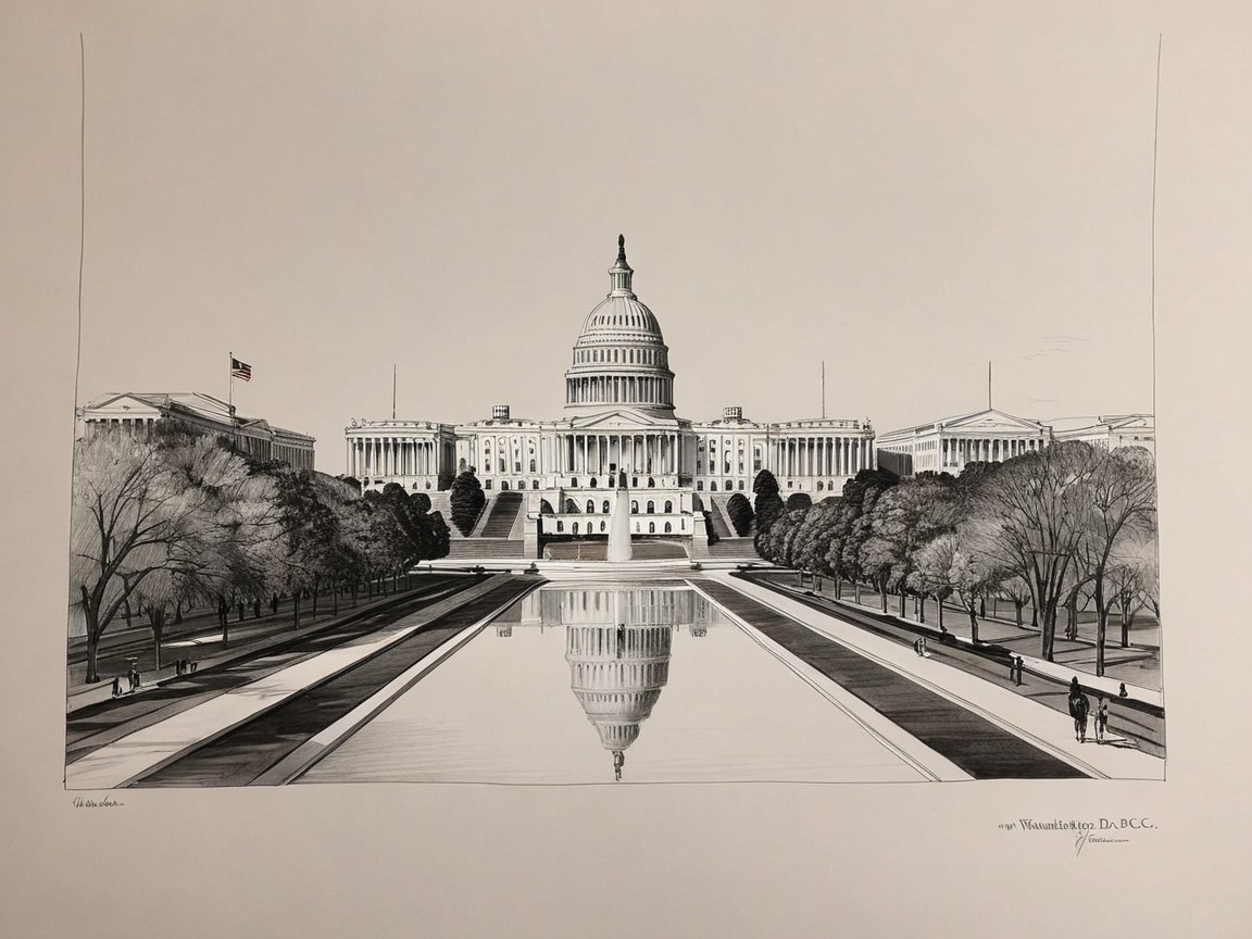 Monochromatic Illustration of the U.S. Capitol Building