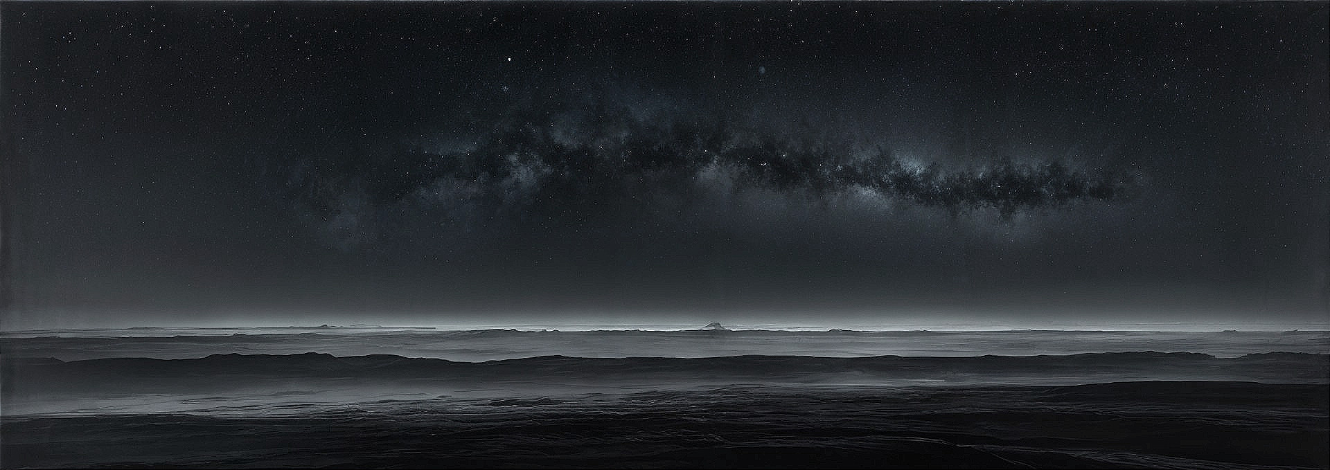 Panoramic View of a Starry Landscape at Night