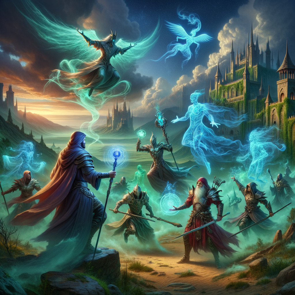 Mystical Landscape with Sorcerer and Ethereal Figures