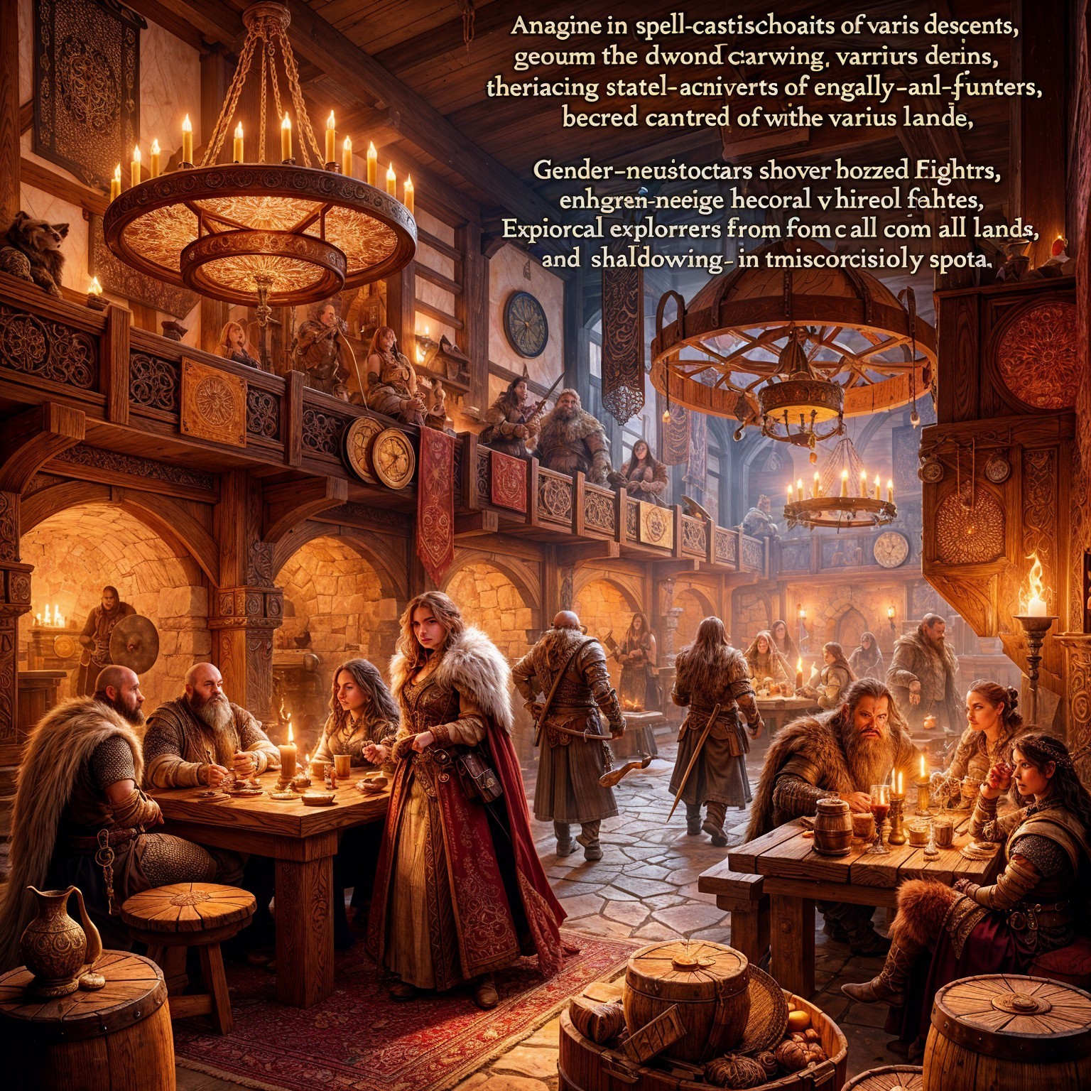 Cozy Tavern Scene with Rustic Decor and Patrons