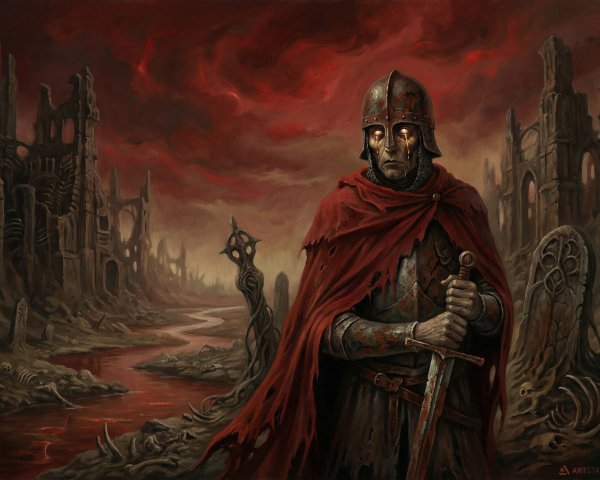 Digital Painting of a Knight in a Post-Apocalyptic Scene