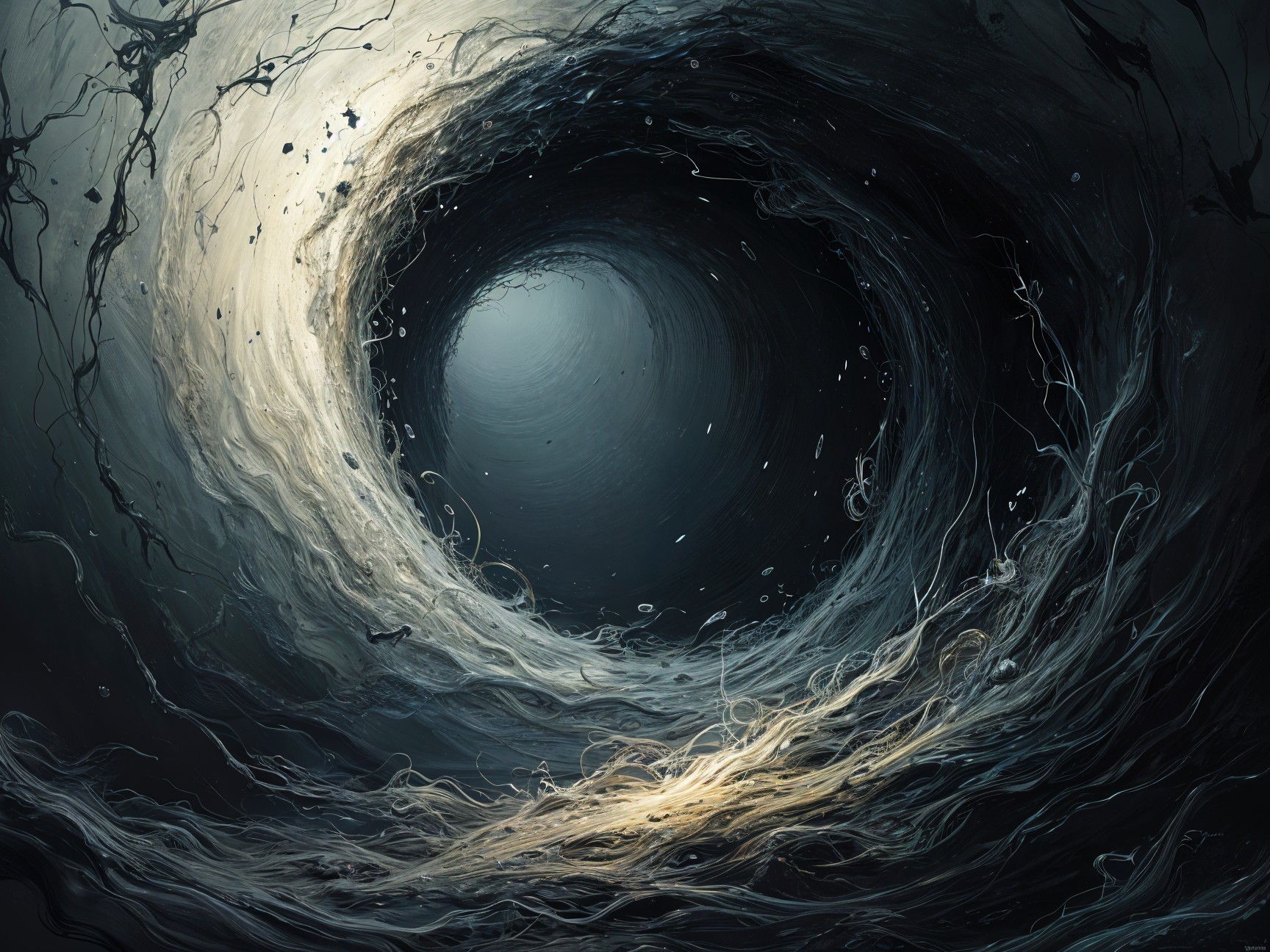 Swirling Vortex of Dark Hues and Light Strands