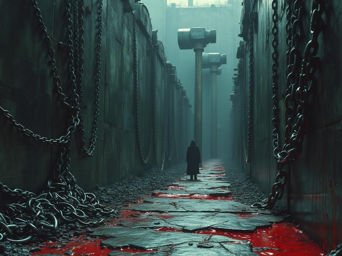 Haunting Passage with Mist and Ominous Elements