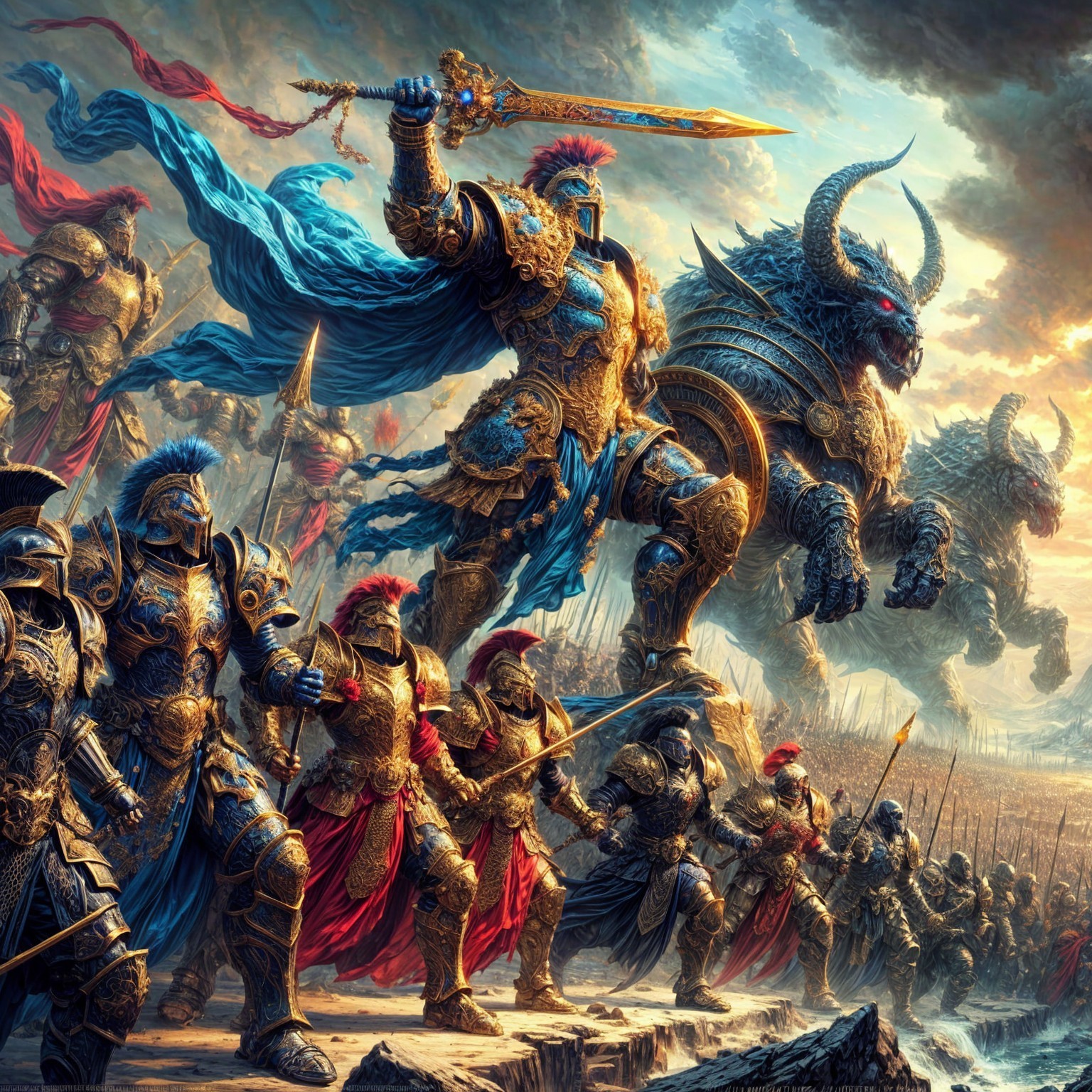 Epic Battle Scene in a Fantastical Landscape