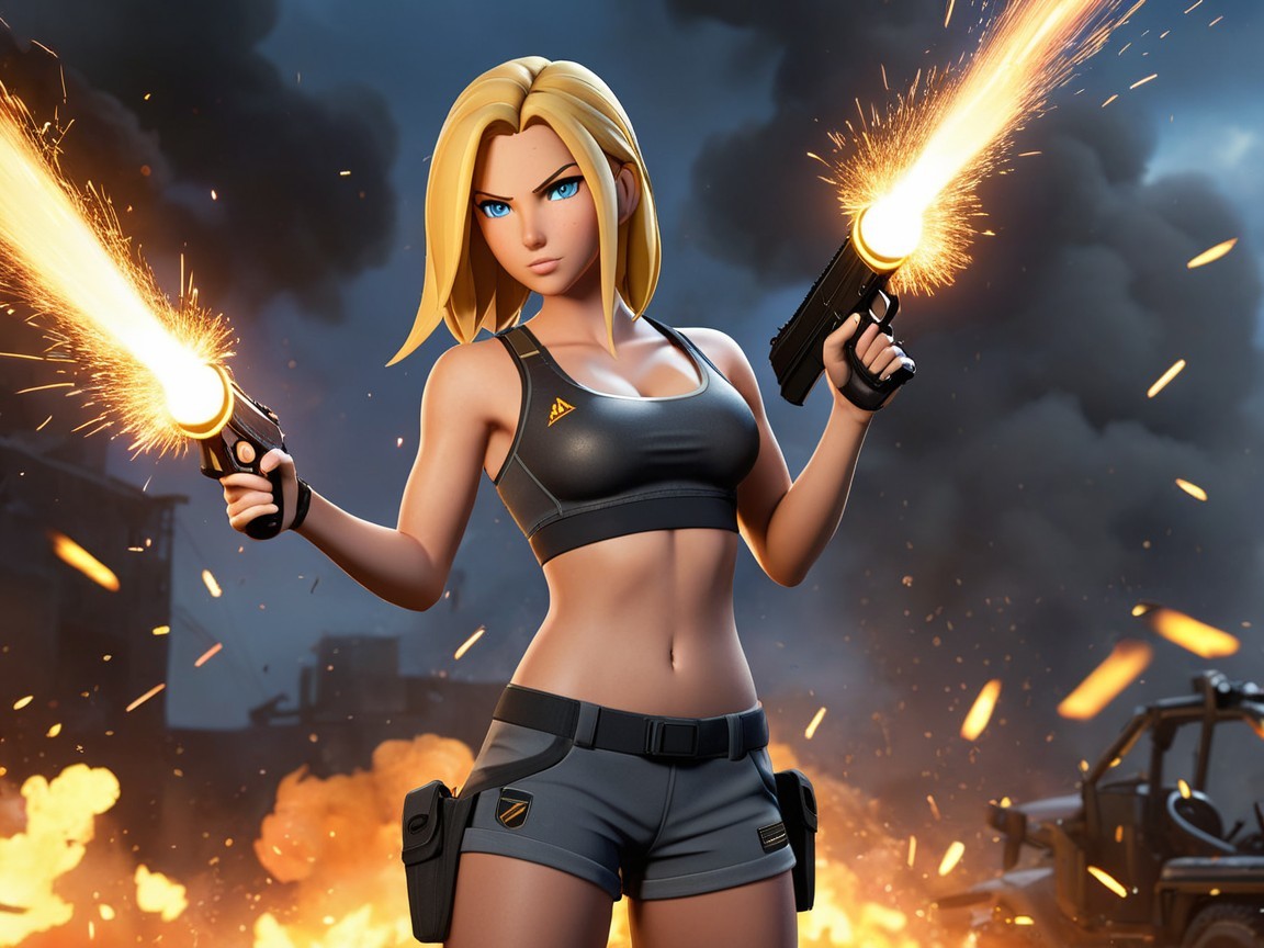 Dynamic Character in Post-Apocalyptic Setting with Pistols