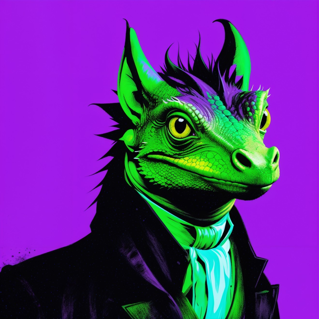 Humanoid Creature with Dragon Head in Stylish Attire