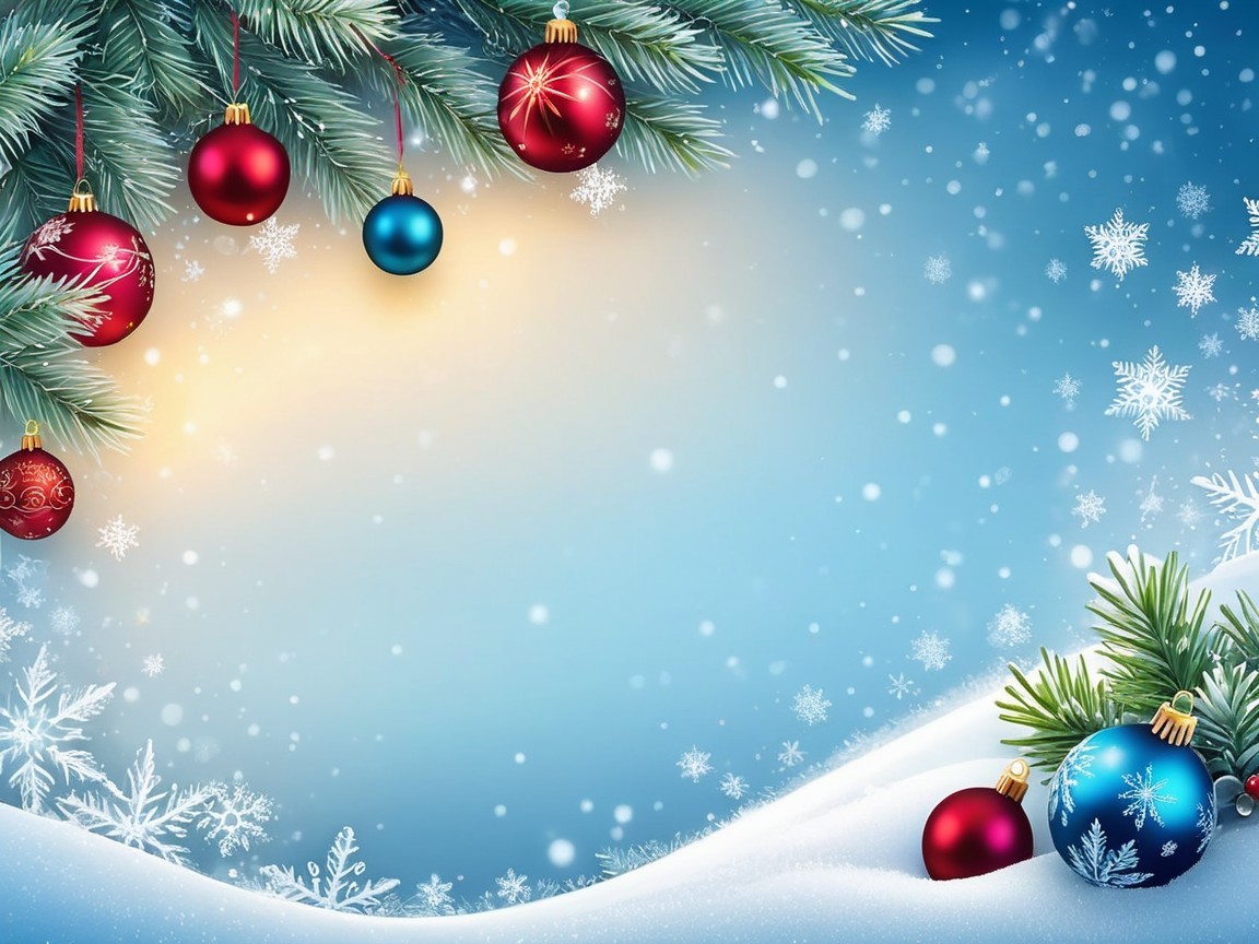 Serene Winter Scene with Snowflakes and Pine Sprigs