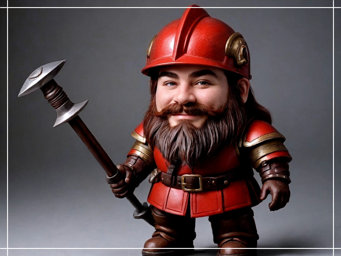 Whimsical Stout Dwarf Character with Axe and Armor