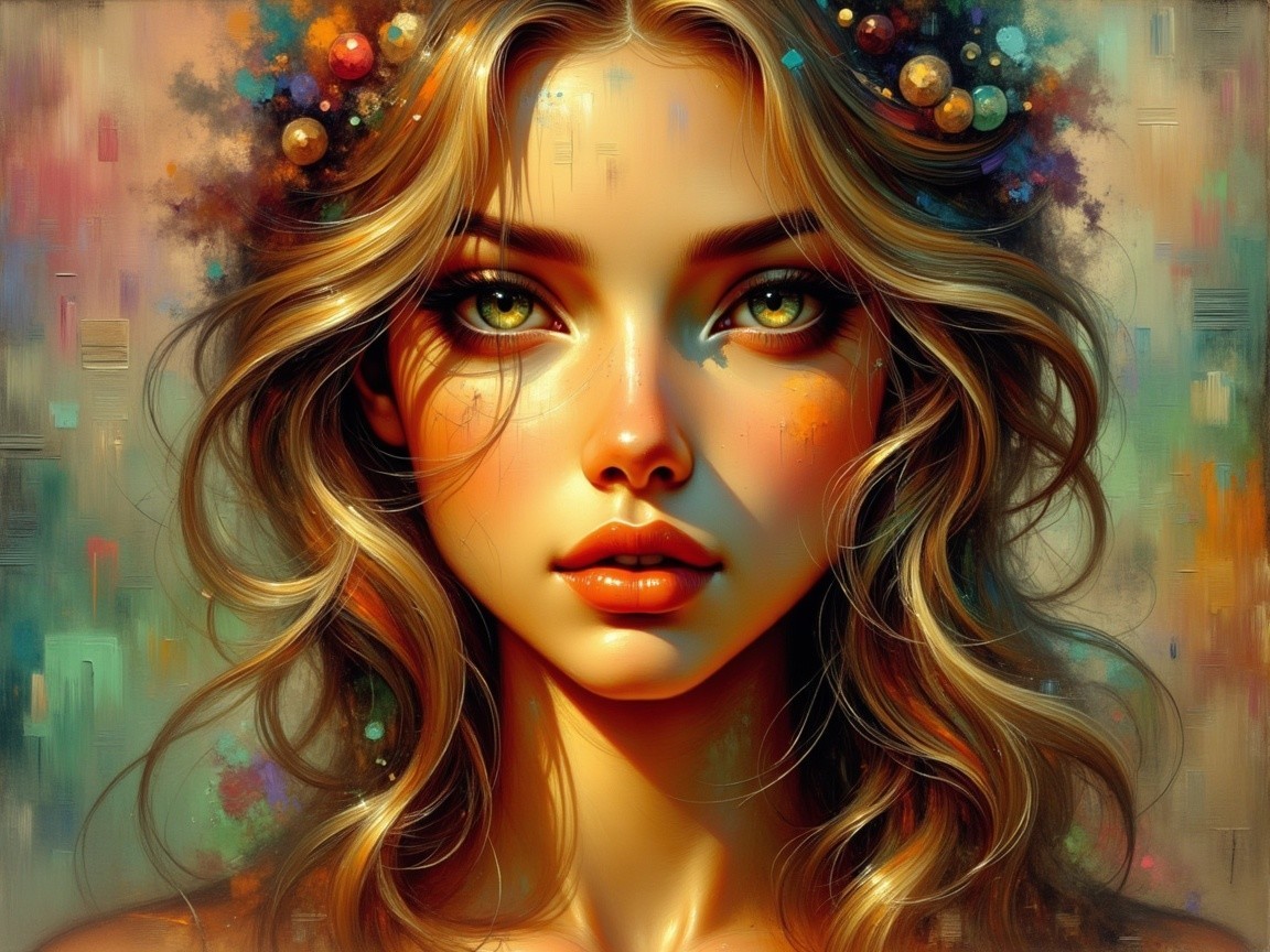 Portrait of a Young Woman with Blonde Hair and Green Eyes
