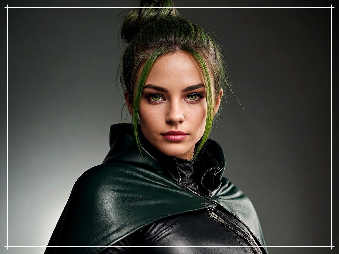 Portrait of a Young Woman with Green Highlights and Cape