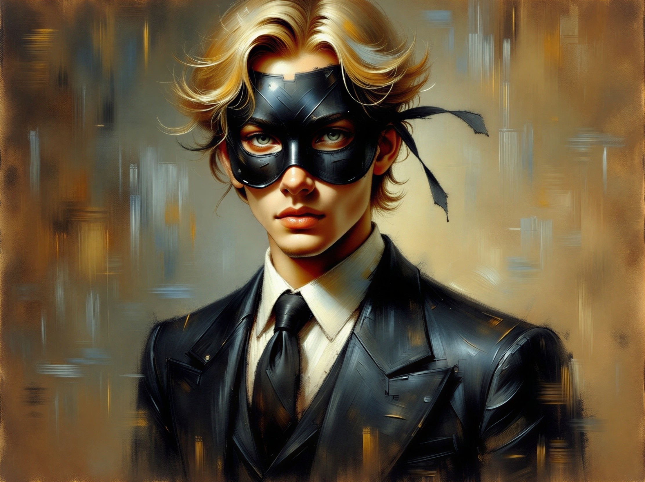 Digital Portrait of a Young Man in Black Suit