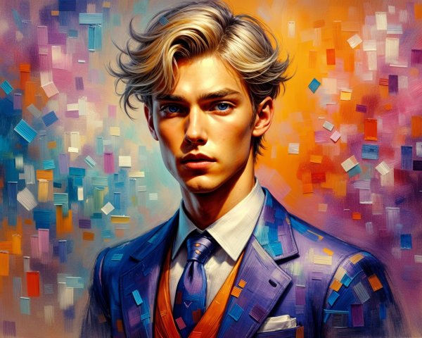 Portrait of a Young Man in a Colorful Suit