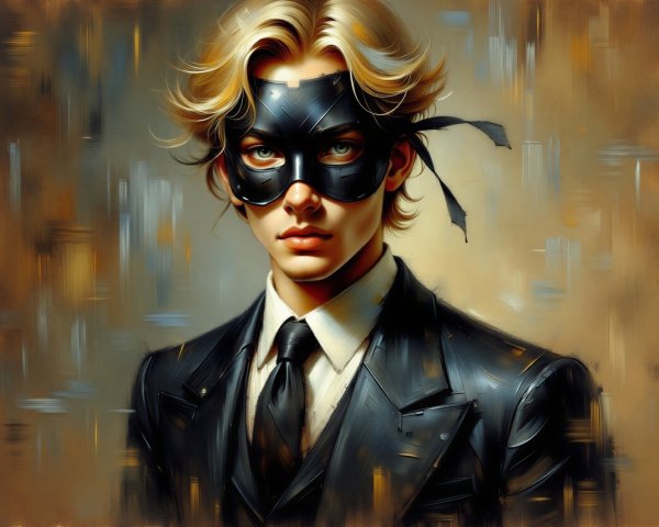 Digital Portrait of a Young Man in Black Suit