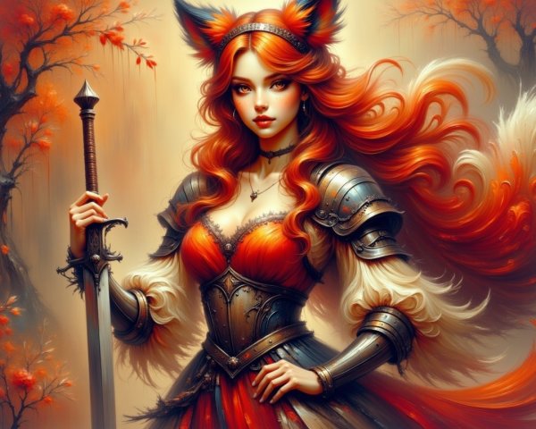 Fierce Warrior with Red Hair and Ornate Armor