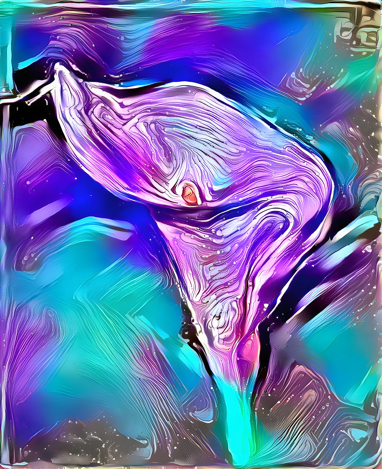 Stylized Purple and Blue Lily Flower Artwork