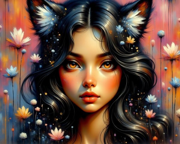 Portrait of a Young Woman with Amber Eyes and Ears