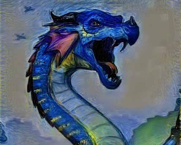 Majestic Blue Dragon Soaring in Mystical Sky