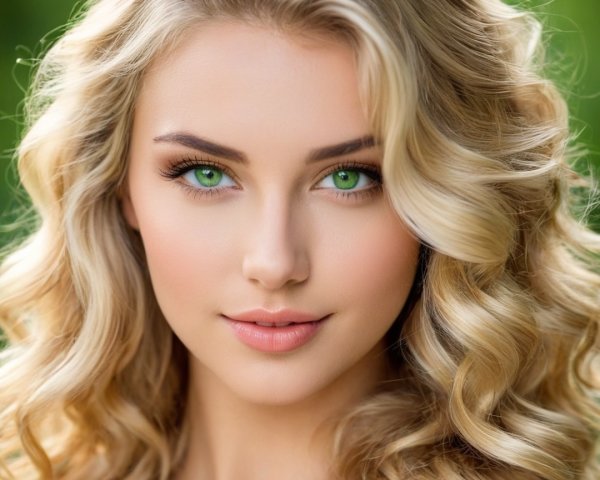 Close-Up Portrait of a Young Woman with Green Eyes