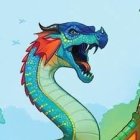 Majestic Blue Dragon Soaring in Mystical Sky