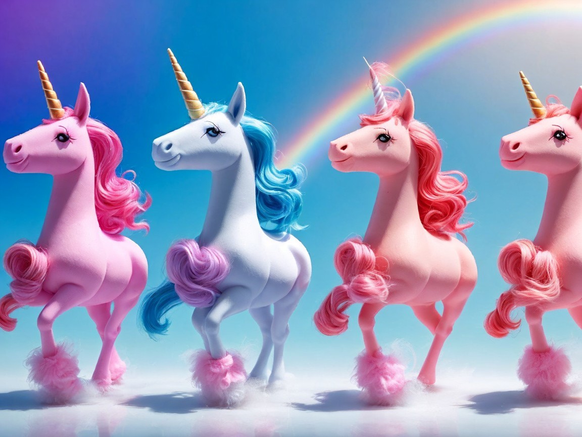 Colorful Unicorn Dolls Against Dreamy Background