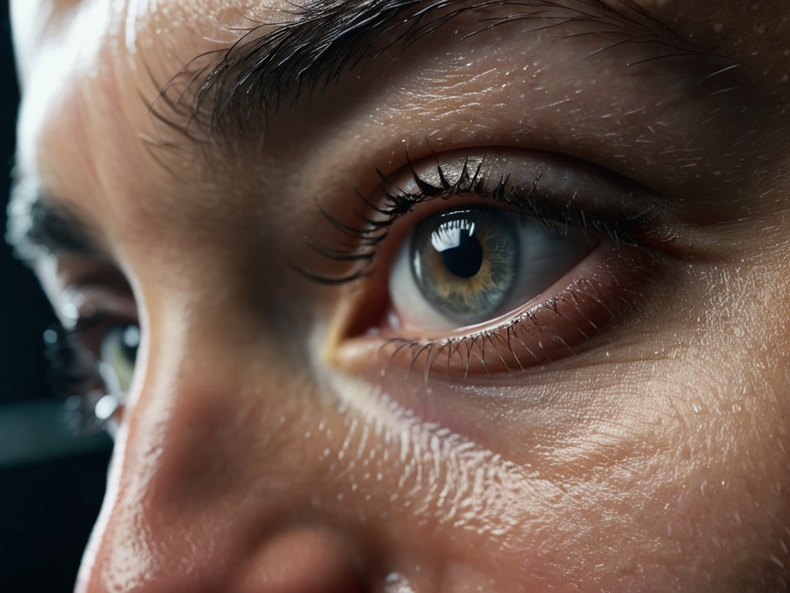 Close-Up of a Human Eye with Detailed Iris and Skin