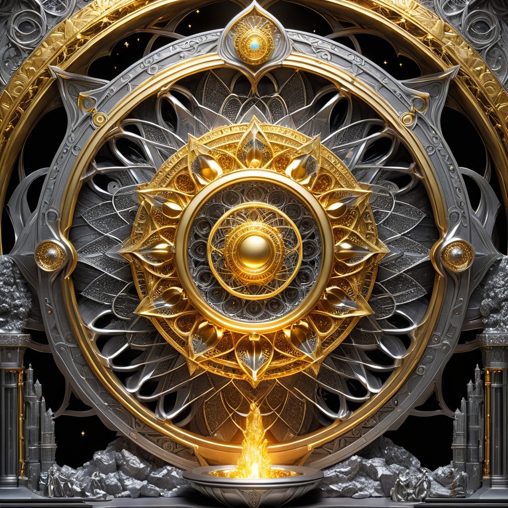 Intricate Golden and Silver Mandala Design Details