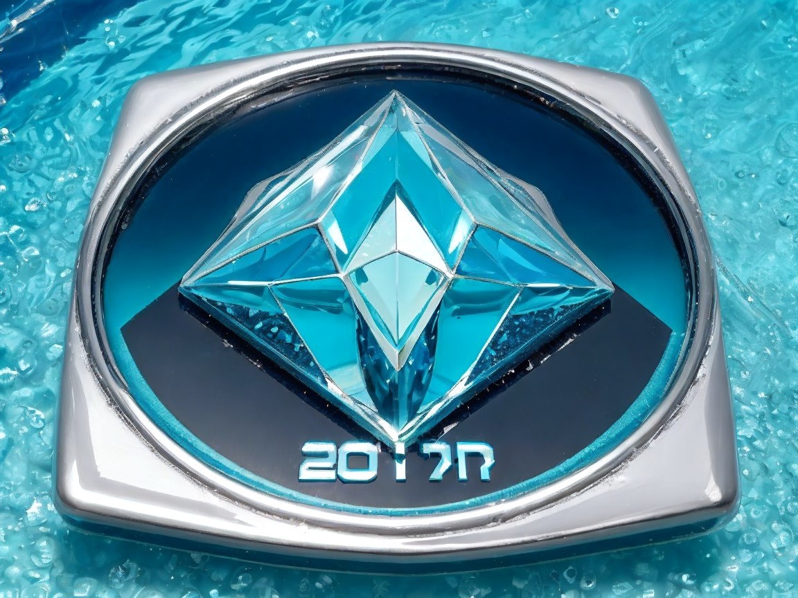 Sleek Metallic Emblem with Blue Diamond and 2017 Inscription